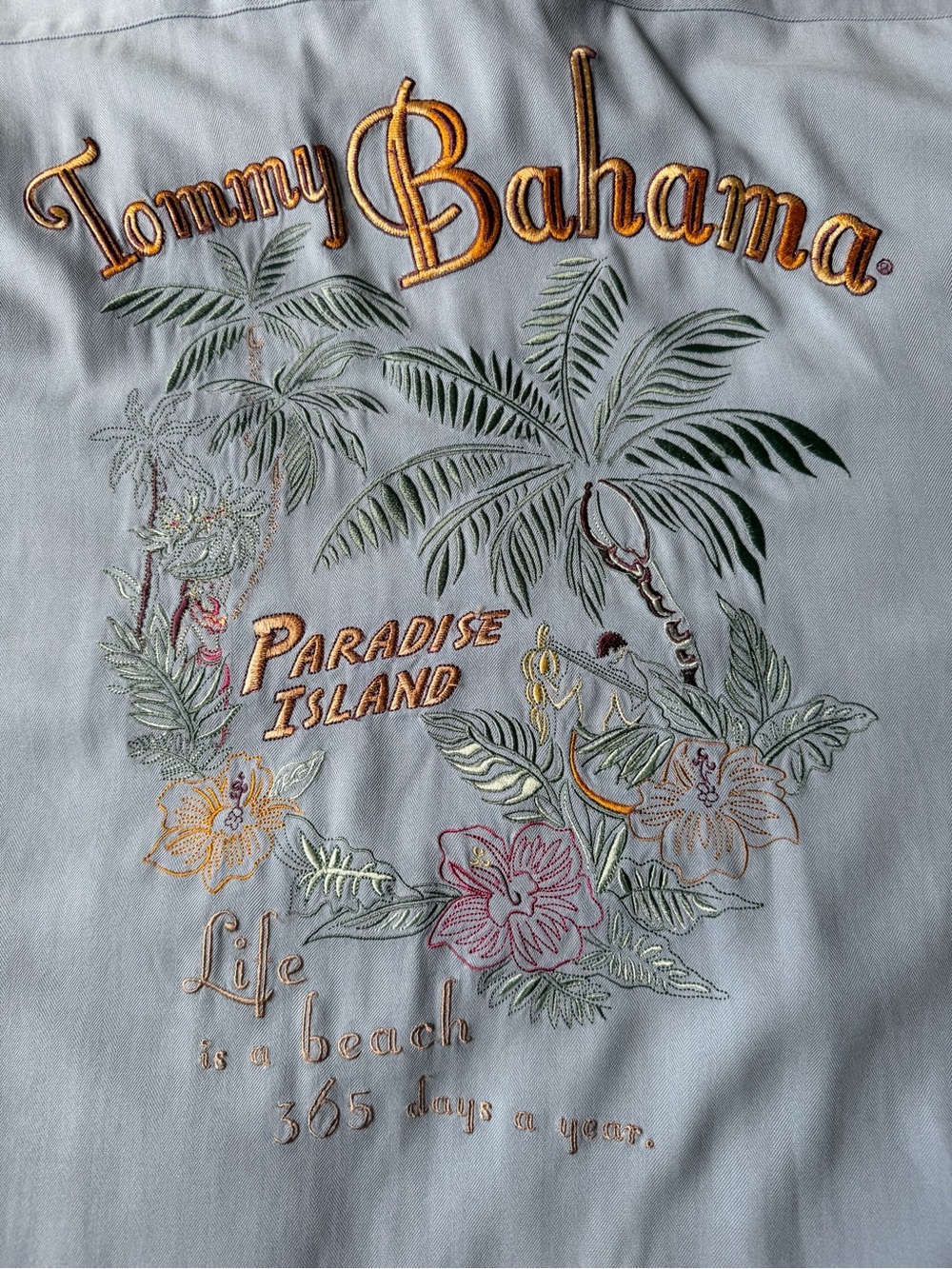 Tommy Bahama Paradise Island Life is a Beach 365 Days Silk Mens Camp Shirt XXL